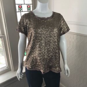 Lane Bryant gold sequin top size 22